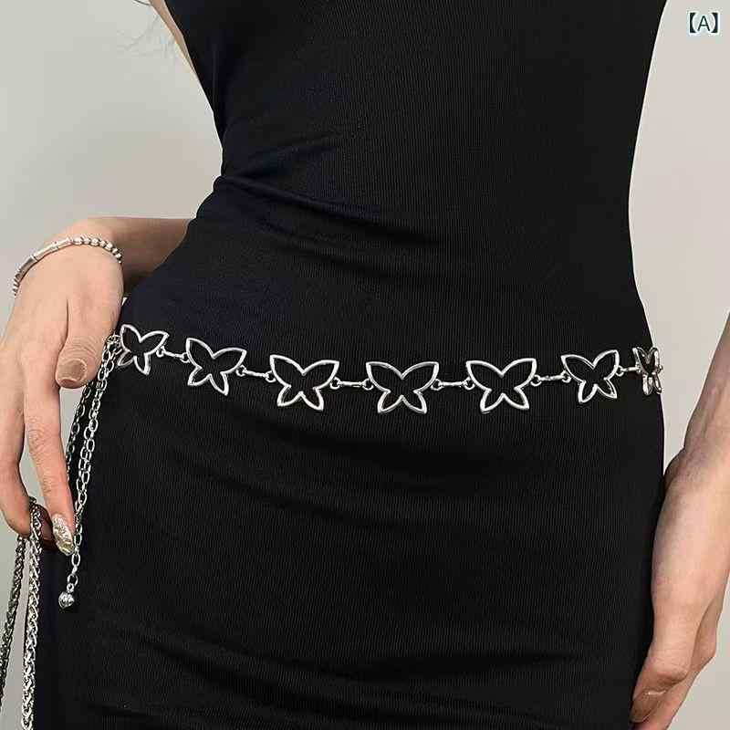 ウエストチェーン レディース 欧米ヴィンテージ風 ボヘミアン Y2Kファッション 個性的 メタル フリンジ タッセル 細ベルト 甘辛MIX おしゃれ ワンピース スカート ドレスアップアクセサリー