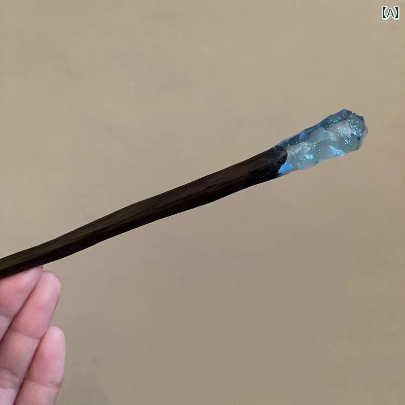 Rhinestone - かんざし レディース ニューチャイニーズスタイル 中国古風 ブルー フィッシュテール 魚尾 水滴 ティアドロップ 樹脂製 高級感 高見え まとめ髪 普段使い 万能 ヘアアクセサリー