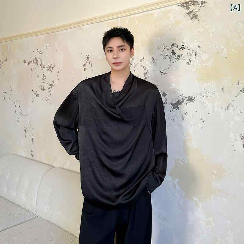 ・カテゴリ: シャツ・対象年齢層: 18-24歳・スタイル: 先鋭・主な素材: ポリエステル96%以上・: プルオーバー・フィット: ルーズ・ネックライン: スタンドカラー・袖丈: 長袖・柄: 無地・厚さ: 普通・ディテール: ジャガード・カラー展開: ブラック・サイズ展開: M、L、XL・加工: パッチワーク・切り替え・対象性別: 男性