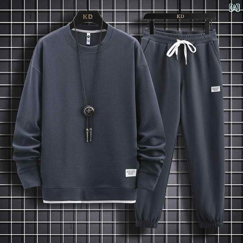 セットアップ メンズ ワッフル生地 長袖 ロングパンツ 上下セット カジュアル スポーツ リラックスウェア 春秋 トレンド おしゃれ 普段使い 着回し抜群
