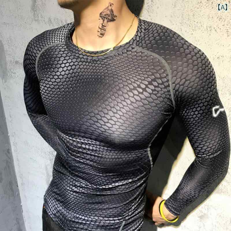 Tシャツ メンズ 男性用 半袖 長袖 速乾 吸汗 伸縮性 ストレッチ タイトフィット クルーネック ポリエステル フィットネス 筋トレ ジム トレーニング スポーツ コンプレッションウェア トップス