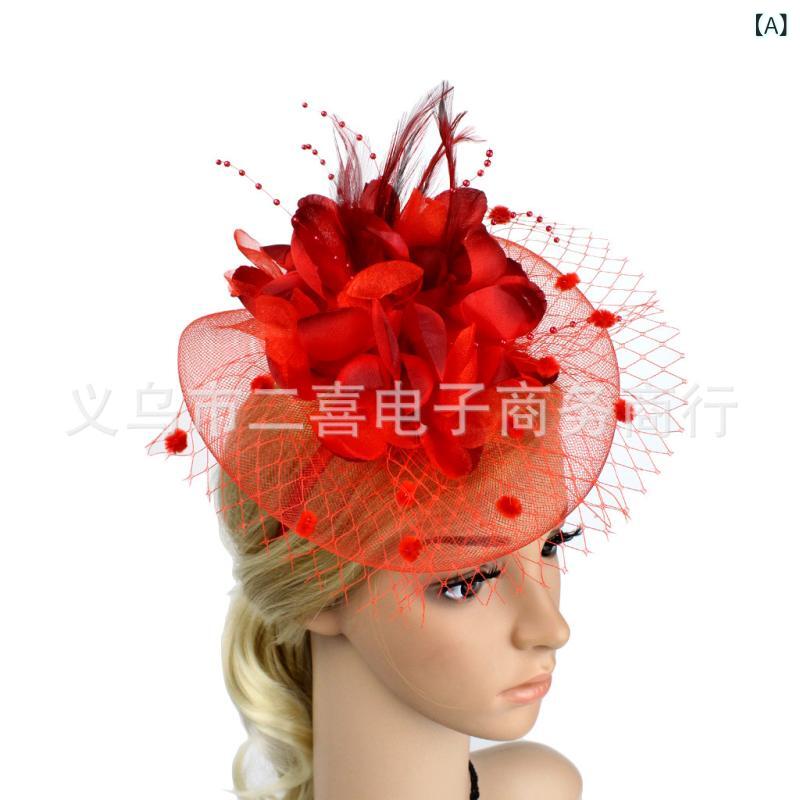ヘッドドレス レディース 欧米風 レトロ ミニハット トーク帽 羽根 フェザー チュール リボン 髪飾り ヘアクリップ 結婚式 パーティー 披露宴 ブライダル ウェディング フォーマル エレガント 上品 イベント