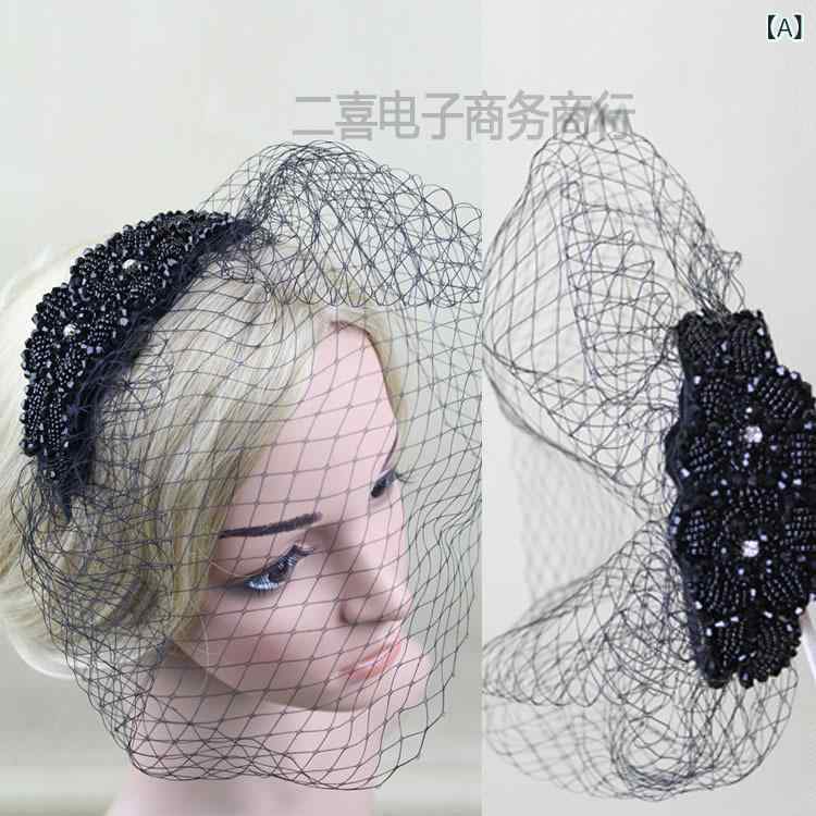 ヘッドドレス レディース 欧米風 ハンドメイド レトロ アンティーク ベール チュール ラインストーン ..