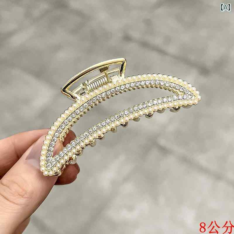 ヘアアクセサリー レディース パール フラワー ラインストーン 幾何学 ミディアムサイズ バンスクリップ シャーククリップ ヘアクリップ 扇子 エスニック レトロ ファッション OL 通勤 カジュアル 髪飾り 髪留め