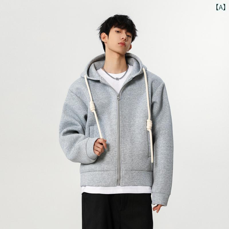 ・カテゴリ: パーカー・スウェット・スタイル: 韓国・タイプ: カーディガン・主な素材: 綿混紡 (綿51%～70%)・ネックライン: ノーカラー・袖丈: 長袖・袖タイプ: レギュラー・フード: フード付き・前開き: ジップアップ・厚さ: ...