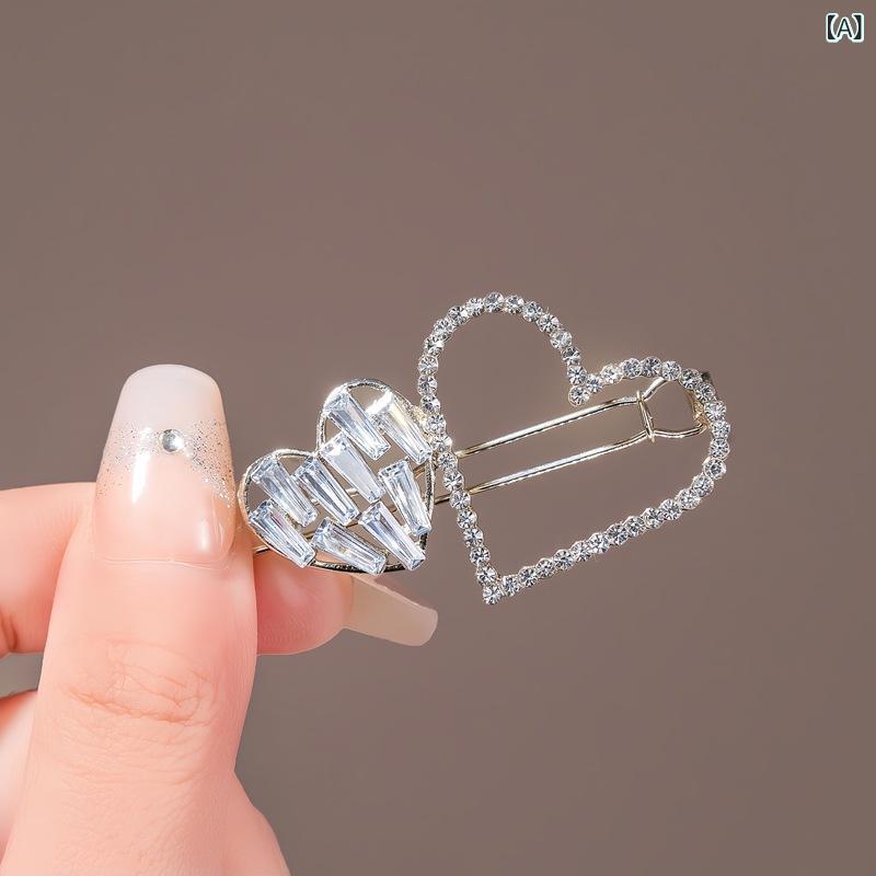 ヘアクリップ レディース リボン 梅 ハート スクエア ラインストーン 亜鉛合金製 髪飾り 上品 個性的 高級感 シンプル 流行 おしゃれ 通勤 普段使い サイドバンス 前髪留め