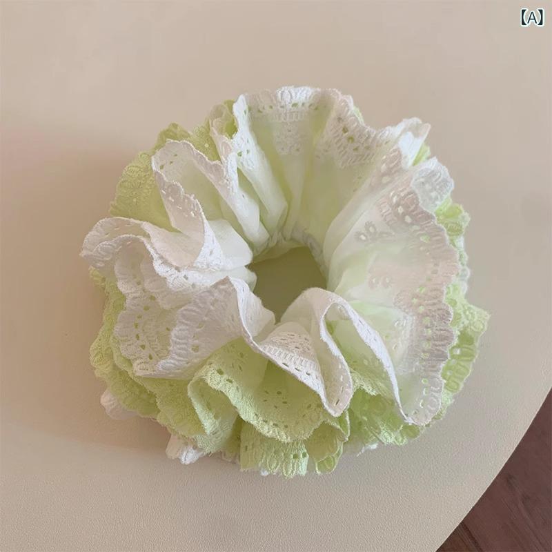 シュシュ フレンチスタイル かわいい 白 レース 高級感 ボリューム 上品 エレガント 布製 まとめ髪 ヘ..