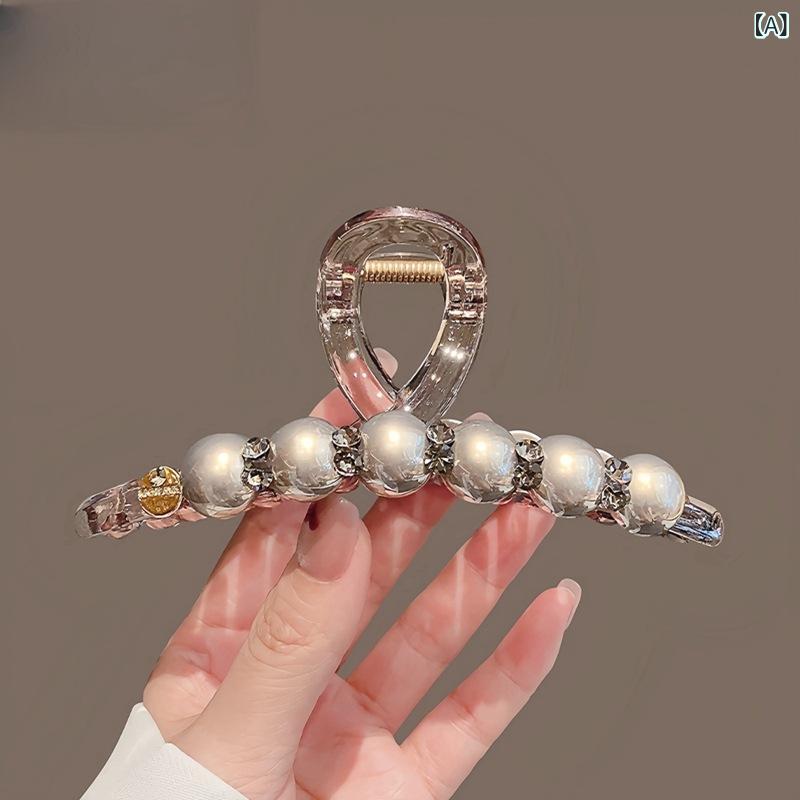 ヘアクリップ レディース 高級感 ライトラグジュアリー パール 大きめ シャーククリップ バンスクリッ..