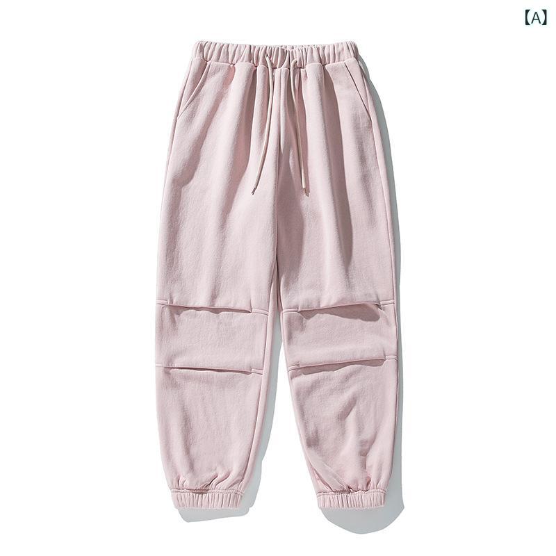 スウェットパンツ メンズ フリース パラシュートカーゴパンツ ドレープ感 ダブルタック ヘビーウェイト ゆったり ルーズフィット テーパード カジュアル スポーツ 普段使い ポリエステルコットン 秋冬 ホワイト ピンク