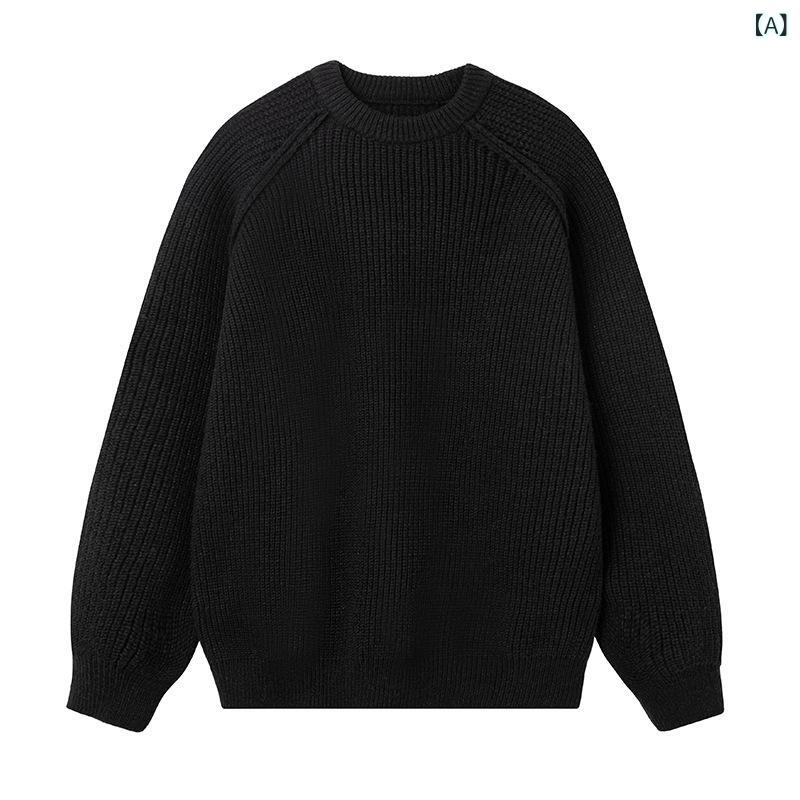 ニット メンズ ゆったり オーバーサイズ クルーネック ローゲージ ざっくり編み 凹凸感 保温 あったか ..