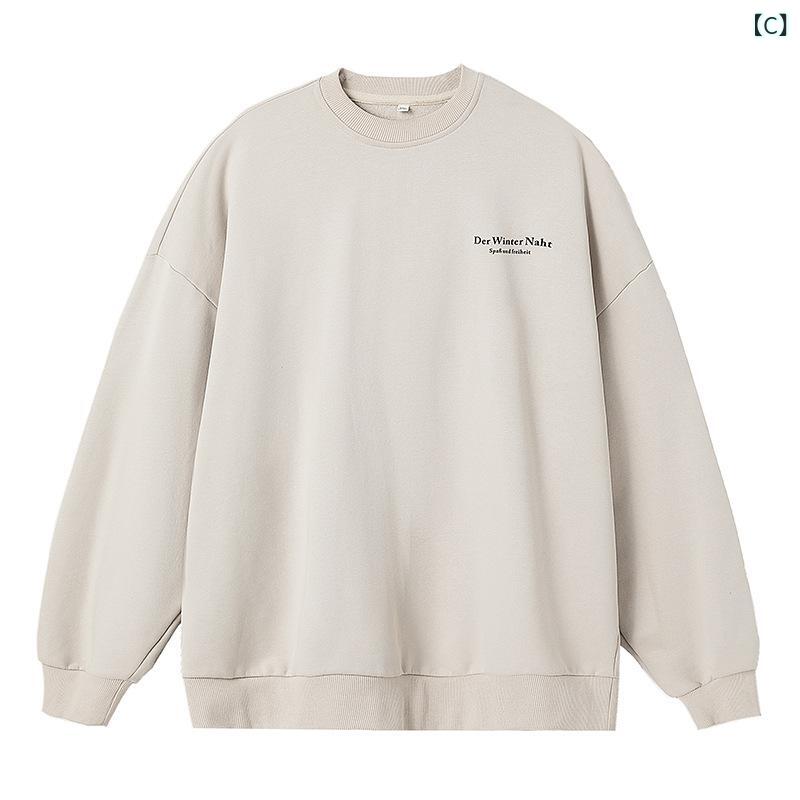 スウェットシャツ メンズ アメリカン プリント ヘビーウェイト クルーネック ゆったりシルエット カジュアル ストリートファッション コットン ポリエステル カップル 春秋