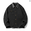 ジャケット メンズ ユニセックス 多ポケット ワーク デトロイト 配色切り替え レトロ ヴィンテージ風 ルーズフィット オーバーサイズ ビッグシルエット 襟付き...