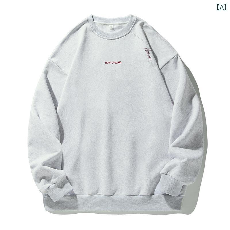 スウェット 男女兼用 厚手 400g クルーネック トレンド レトロ 切り替え アメカジ風 英字刺繍 ルーズフ..