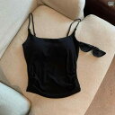 トップス レディース 女性用 キャミソール タンクトップ 綿混紡 ストレッチ カップ付き ノンワイヤー 背中見せ 背中開き ショート丈 細身 タイト 着痩せ インナー アウター 重ね着 ヘルシーセクシー フェミニン 大人カジュアル トレンド 夏 普段使い