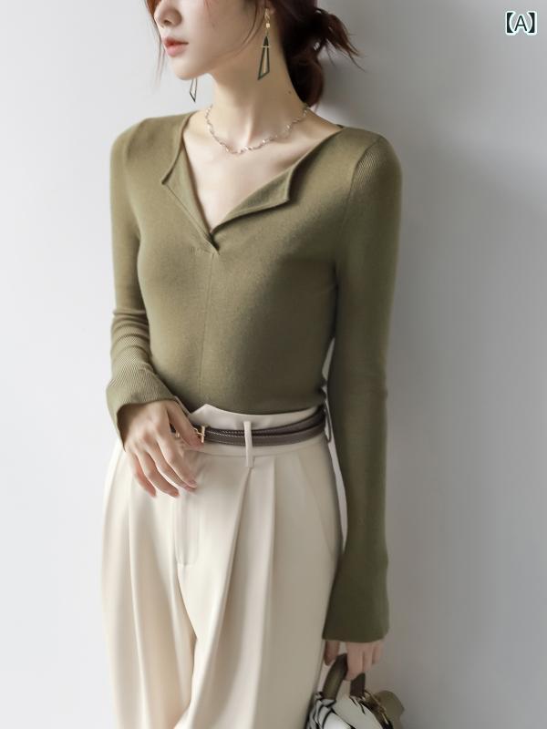 ニット レディース カシミヤ ウール レーヨン混 プルオーバー 長袖 ゆったり 柔らか エレガント 上品 シンプル デザイン 着回し 万能 春秋 日韓カジュアル セーター(4)