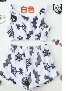 ルームウェア レディース ハロウィン 蓄光 フランネル 秋冬 裏起毛 保温 カジュアル 部屋着 ノースリーブ 上下セット グラフィティ 光るショートパンツ 快適