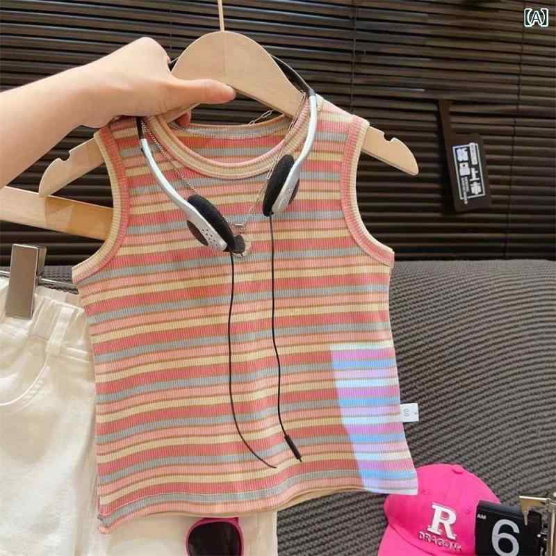 Tシャツ キッズ 女の子 半袖 ノースリーブ トップス タンクトップ 子供服 幼児 ジ...