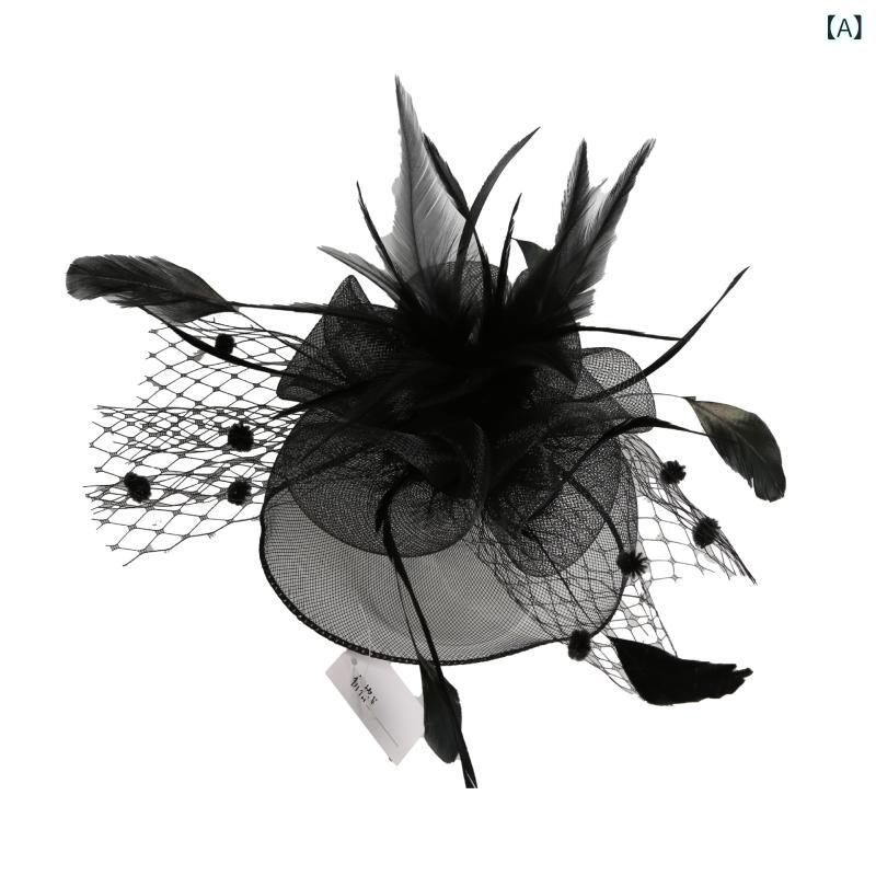 ヘッドドレス レディース 欧米風 ウェディング ブライダル 羽毛 フェザー ミニハット トーク帽 髪飾り ..