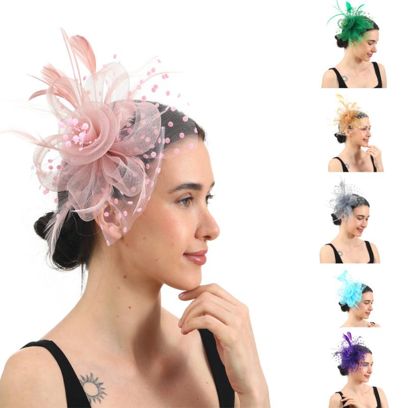 ヘッドドレス レディース レトロ ブライダル フェザー チュール ミニハット トーク帽 結婚式 二次会 パ..
