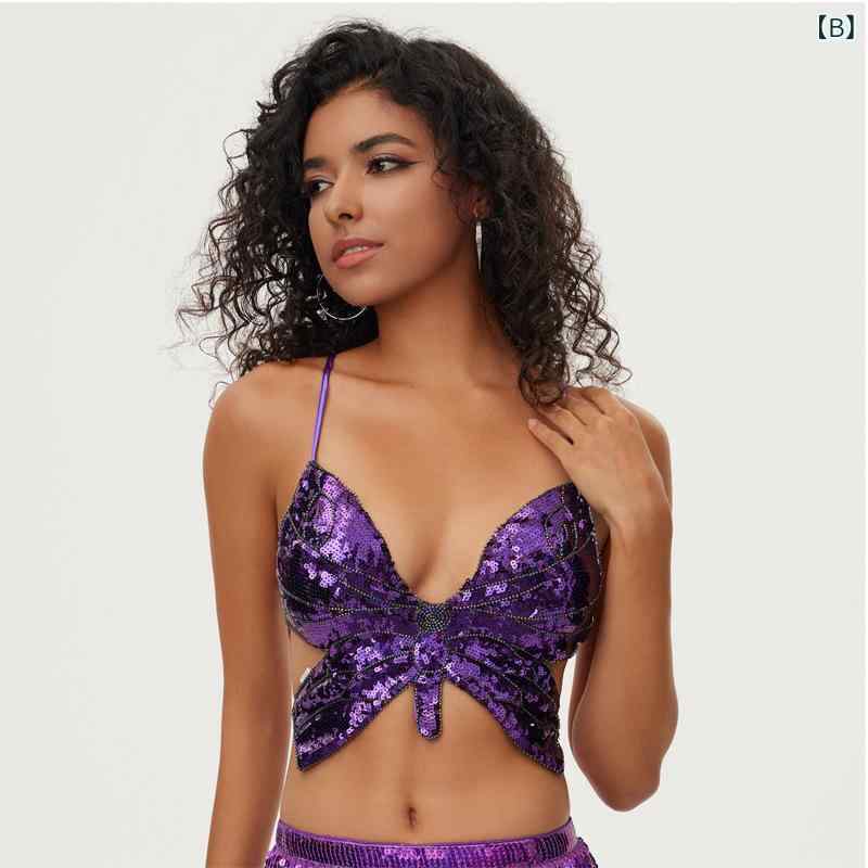 ベリーダンス 衣装 レディース ハロウィン 欧米風 セクシー スパンコール トップス...