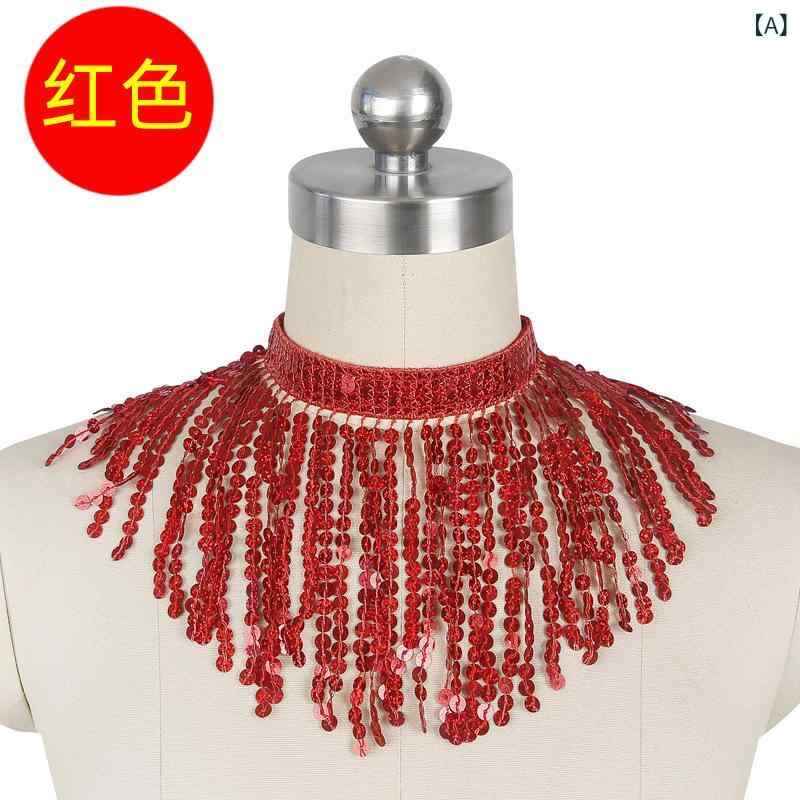 アクセサリー レディース 女性用 ベリーダンス スパンコール フリンジ ネックレス きらきら ゴージャス パフォーマンス 発表会 イベント 衣装 フリーサイズ
