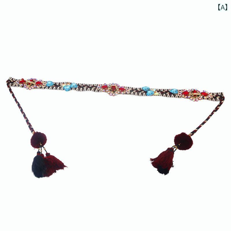 ベリーダンス レディース ウエストチェーン 豪華 ラインストーン フリンジ 編み込み ヒップスカーフ 衣装 舞台 ステージ 発表会 練習着 エスニック オリエンタル