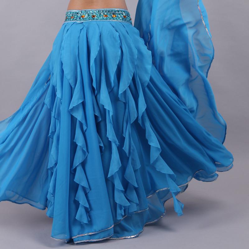 ベリーダンス衣装 レディース スリット入り ダンススカート 上下セット インド舞踊 民族舞踊 ステージ 発表会 練習着 ポリエステル シフォン カラフル