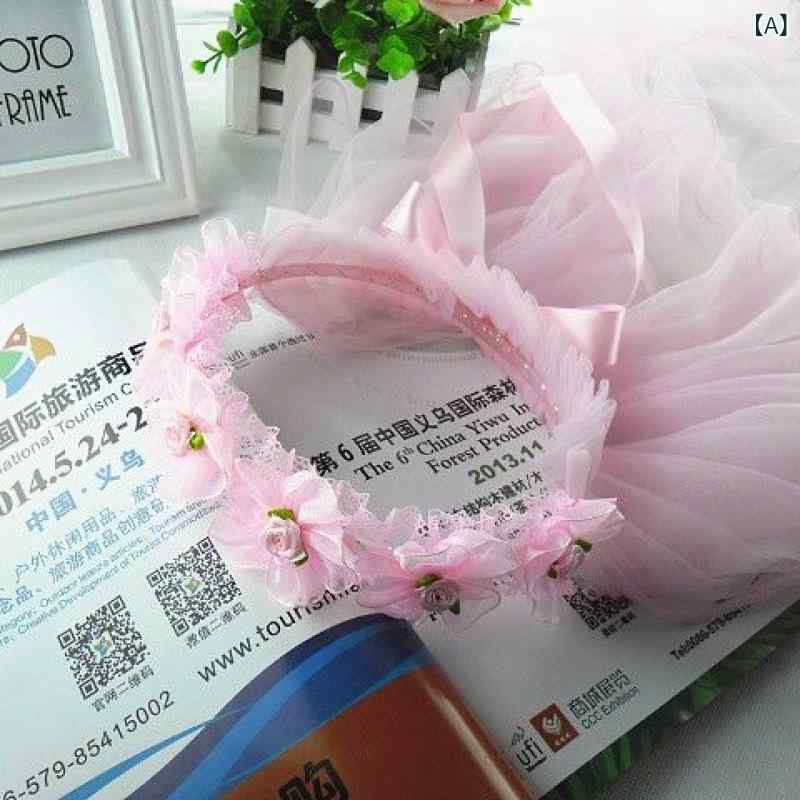 ヘアアクセサリー キッズ 子供用 花冠 ヘッドベール ダブルレイヤー 髪飾り ヘッドドレス フラワー カチューシャ ウェディング ブライダル プリンセス 発表会 セレモニー 記念撮影