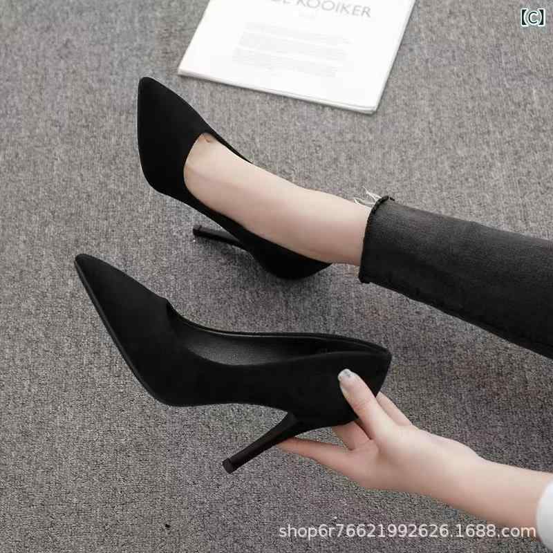 パンプス レディース 大きいサイズ オールシーズン ブラック ポインテッドトゥ スエード調 ピンヒール オフィス ビジネス 通勤 フォーマル