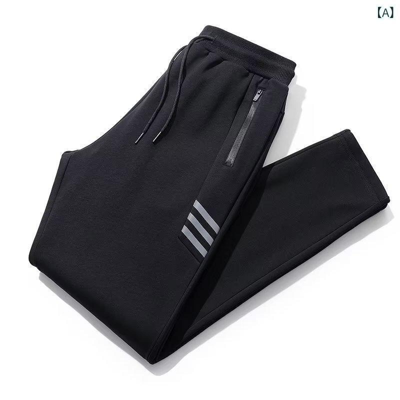 Half Pants, Shorts - カジュアルパンツ メンズ 春夏 ファスナー 薄手 ゆったり ルーズシルエット 大きいサイズ ストレート ポリエステル 微ストレッチ イージーケア スウェット イージー ロング丈 ボトムス