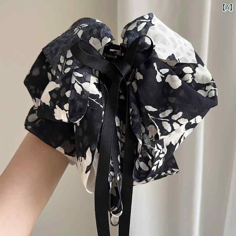 ヘアクリップ レディース チュール リボン ロングリボン 蝶結び バンスクリップ 高級感 上品 小顔見え ..