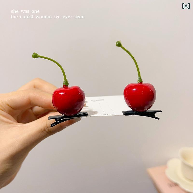 ヘアアクセサリー レディース フェイクフルーツ ダッカールクリップ 果物モチーフ 前髪 サイド 個性的 ユニーク かわいい 普段使い 髪飾り 髪留め