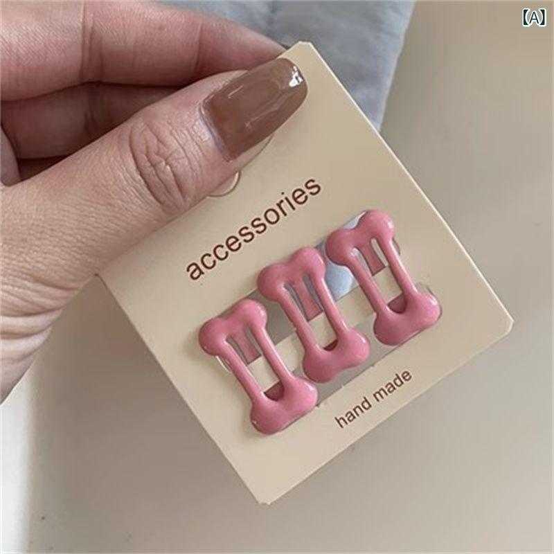 ヘアアクセサリー キッズ 女の子 クリーム ボーンモチーフ 骨モチーフ かわいい おしゃれ パッチン留め BBクリップ 前髪 サイドヘアピン 普段使い デイリー