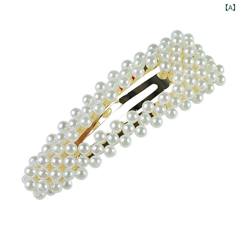 ヘアアクセサリー レディース 女性用 欧米風 パール パール 釣り糸 手編み ハンドメイド アセテート ア..