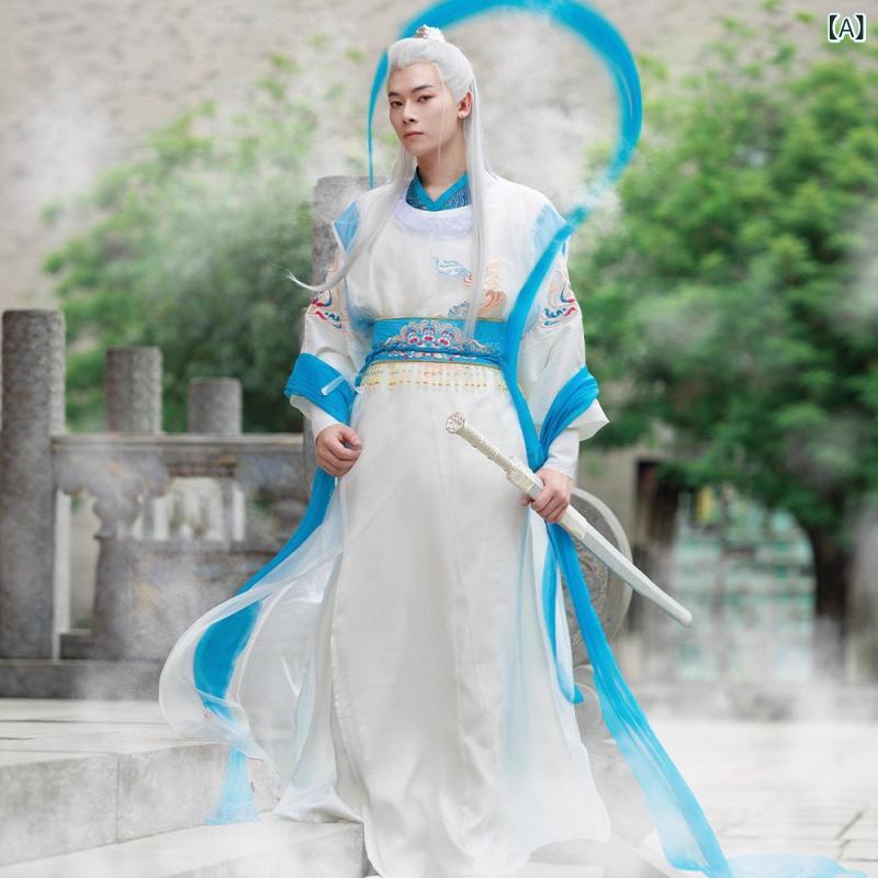 漢服 男性用 中華民族伝統衣装 中国風 古代衣装 仙侠 ファンタジー コスプレ ダーク系 闇夜 ローブ 長袍 羽織り イベント 舞台衣装 普段使い