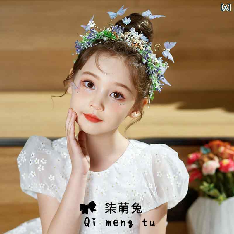 ヘアアクセサリー キッズ 女の子 プリンセス クラウン パール 蝶々 花冠 カチューシャ 発表会 結婚式 ..