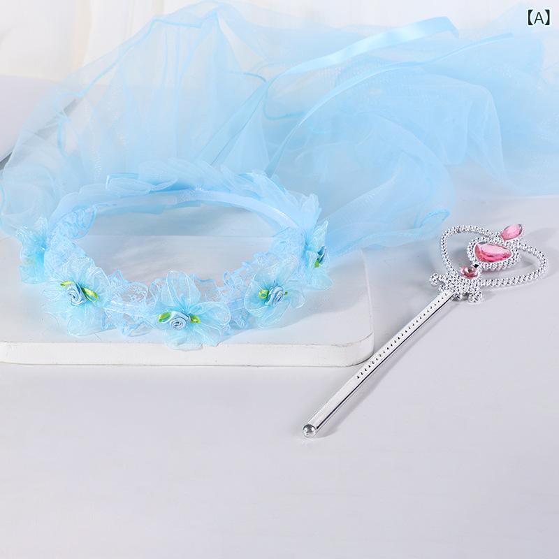 ヘアアクセサリー キッズ プリンセス 花冠 ヘッドベール ロングベール かわいい チュール レース フラ..
