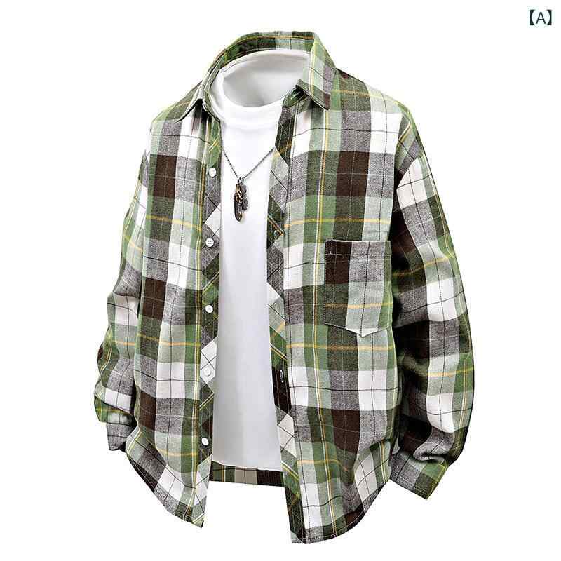 シャツ メンズ チェック柄 綿混紡 ゆったり 長袖 カジュアル レギュラーカラー イージーケア トップス 普段使い 羽織り 春秋 アウタースタイル