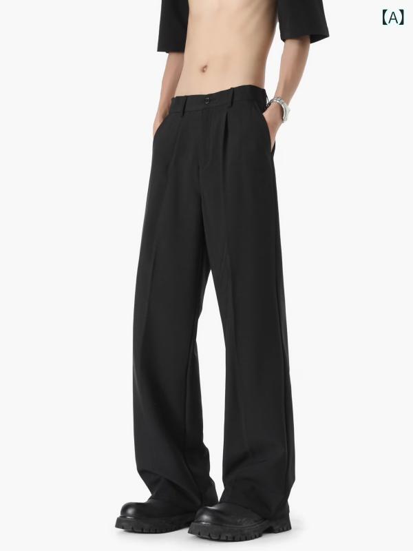 スラックス メンズ アメカジ ストリート カジュアル ゆったり ルーズ ストレート ワイド ドレープ 着回..