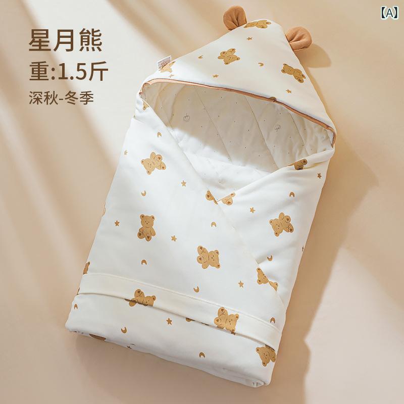 narukiのおくるみ 新生児 ベビー 綿 純綿 厚手 中綿入り 秋冬 暖かい あったか Aクラス 防寒 外出用 キャラクター柄 出産祝い 出産準備品 ベビー用品 ブランケット｜アングル2