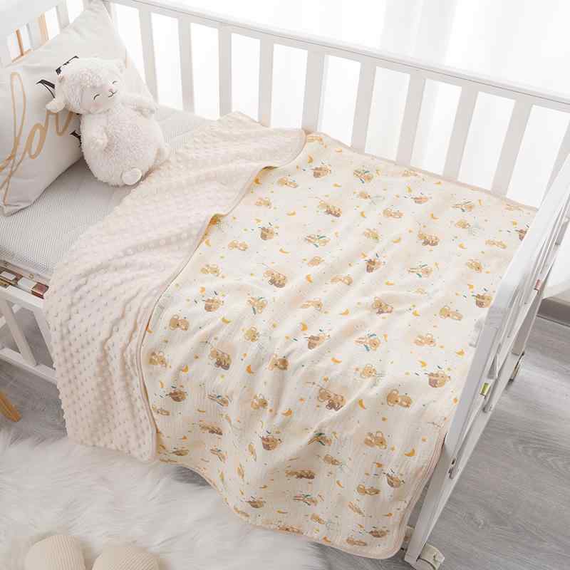 Rakuten - ベビー ブランケット ドット柄 ふわふわ 毛布 新生児 赤ちゃん 乳幼児 子供 ガーゼケット 掛け布団 オールシーズン お昼寝 幼稚園 保育園 冷房対策 肌に優しい 軽量 綿 ポリエステル 混紡