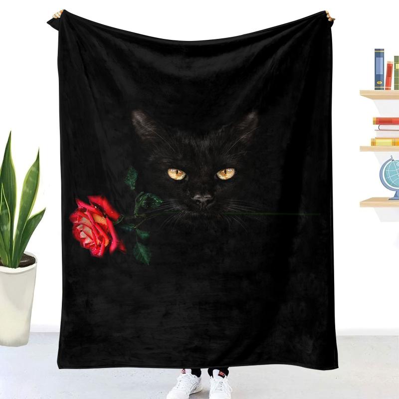 毛布 フランネル 厚手 ボリューム 二重構造 3D立体印刷 猫柄 ブランケット ひざ掛け 掛け毛布 ポリエステル ふわふわ 暖かい あったか 防寒 寝具 リビング インテリア 秋冬(x2)