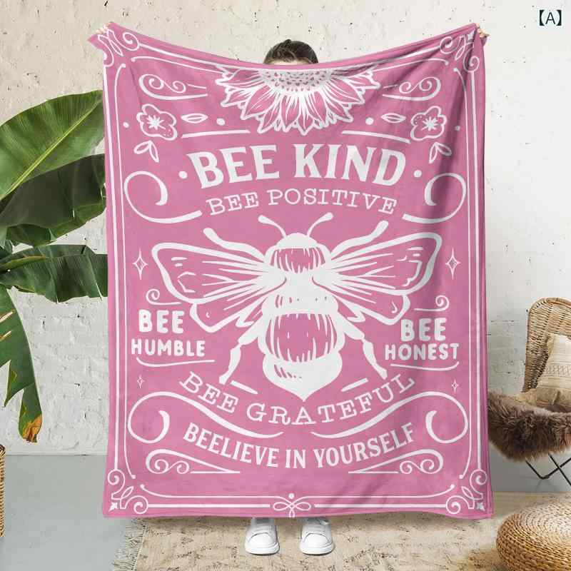 ブランケット 毛布 フランネル デジタルプリント ミツバチ柄 かわいい カラフル 二重 厚手 柔らか なめらか ふわふわ 大判 昼寝用 オフィス ソファカバー ひざ掛け 春秋(x2) 2