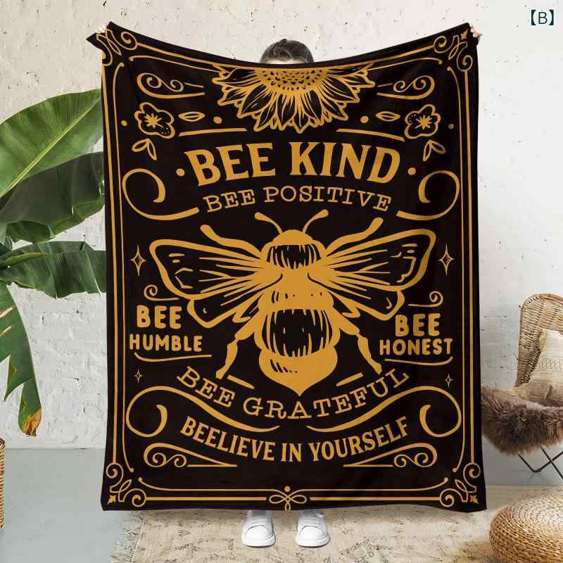 ブランケット 毛布 フランネル デジタルプリント ミツバチ柄 かわいい カラフル 二重 厚手 柔らか なめらか ふわふわ 大判 昼寝用 オフィス ソファカバー ひざ掛け 春秋(x2) 3