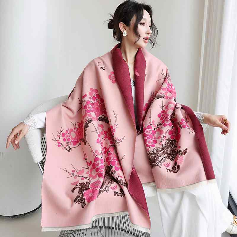 ショール レディース 秋冬 フェイクカシミヤ カシミヤタッチ 厚手 あったか 保温 防寒 多機能 大判 ロング オフィス ひざ掛け ブランケ..