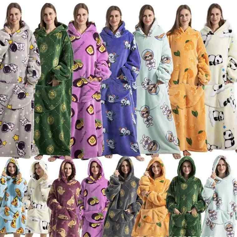 ルームウェア パジャマ 男女兼用 フード付き パーカー ガウン ロング丈 極厚 もこもこ マイクロファイ..