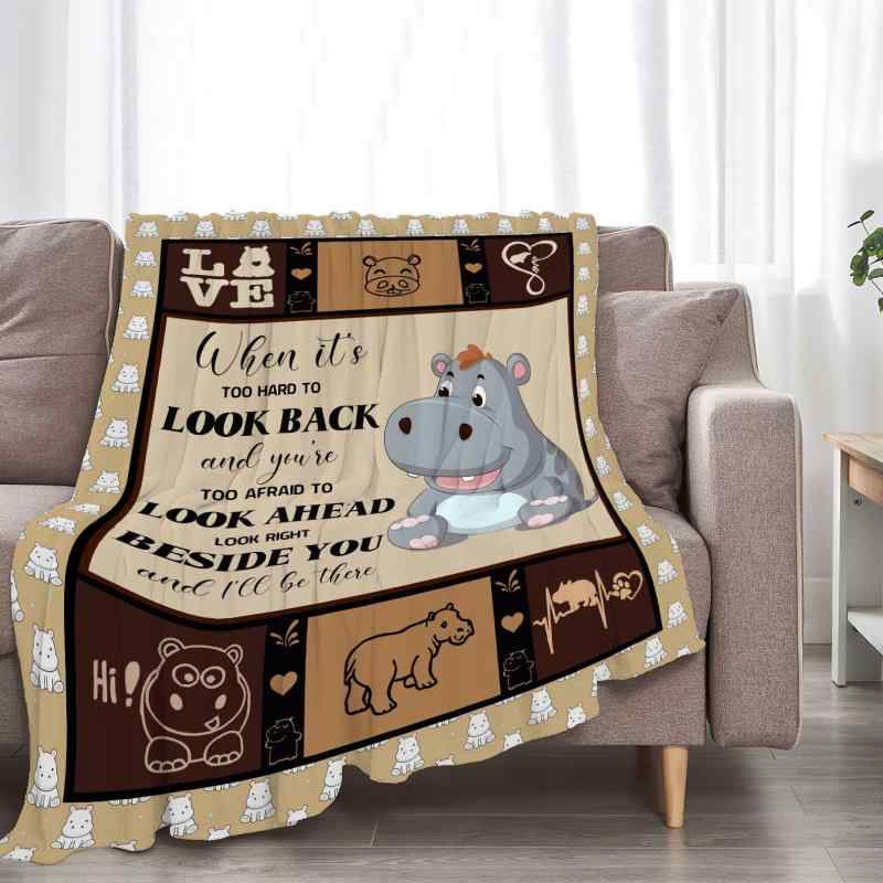 毛布 かわいい カバ アニマル柄 キャラクター フランネル ブランケット ポリエステル ふわふわ 柔らかい 肌触り オフィス 昼寝 ひざ掛け ソファ リビング アウトドア 暖かい オールシーズン