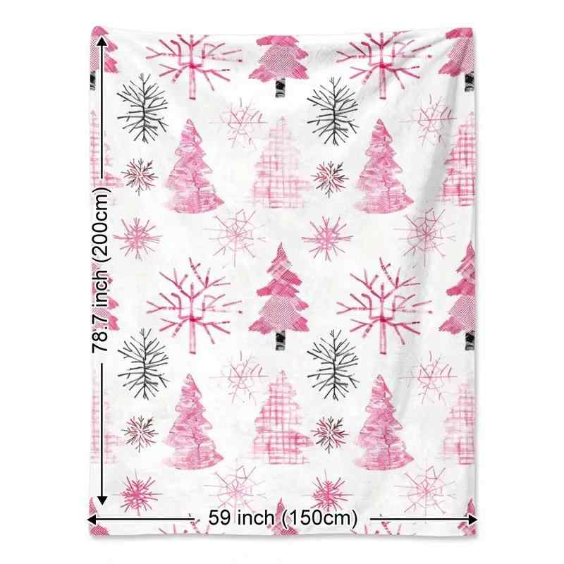 Bedding - ブランケット ピンク クリスマスツリー柄 雪の結晶柄 フランネル 柔らかい肌触り ソフト あたたか 暖かい 軽量 お昼寝 キャンプ 旅行 アウトドア ソファカバー ひざ掛け 多機能 ポリエステル モダン シンプル 通年快適