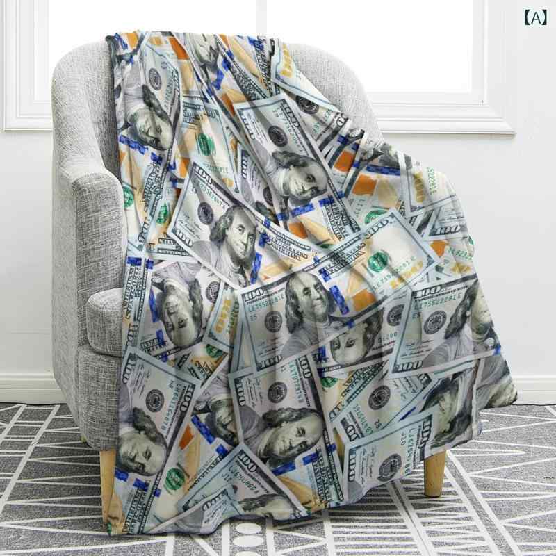 ブランケット メンズ レディース 100ドル札柄 おもしろ柄 誕生日プレゼント ギフト ひざ掛け 毛布 ポリエステル フランネル 超柔らか ふわふわ 快適 narukimar-10364175 naruki サンプル画像2