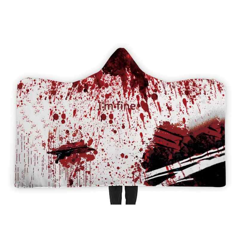 ブランケット ハロウィン ホラー柄 フード付き 着る毛布 柔らかい フランネル 暖かい 秋冬 防寒 あったか ルームウェア 屋内 屋外 オフィス ひざ掛け 大判